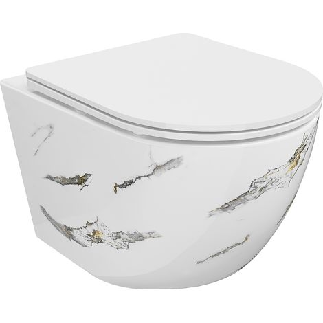 Mexen Lena taza de inodoro sin reborde con asiento de cierre suave slim, duroplast, piedra blanca - 30224091 (1/5)