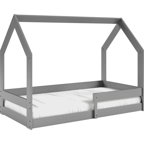 Cama Edmond 123, Gris, Individuales, 80x160, Madera, Somieres, 88x164x124cm (1/3)