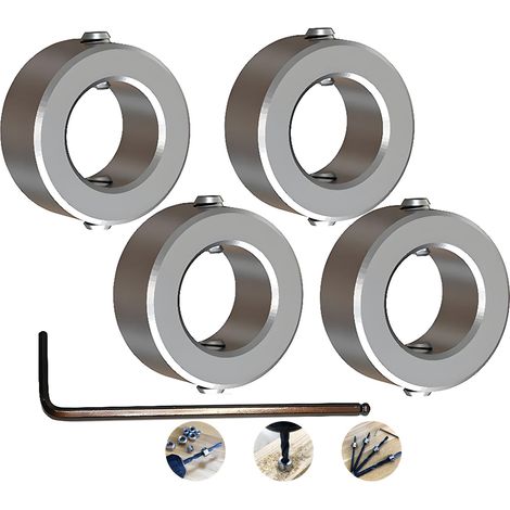 Butée de Profondeur de Foret, Butée de Profondeur Colliers Anneau Positionneur Durable Foret À Bois (ID:14mm, 4pcs), avec clé Hexagonale (1/4)