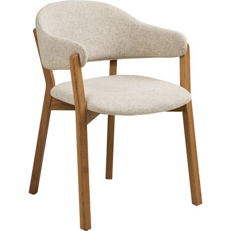 FAIR-Fauteuil de table en chêne massif et tissu, beige (1/5)