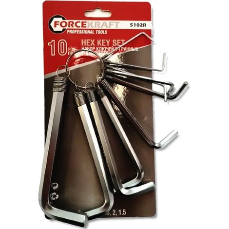 Jeu de clés Allen Forcekraft type L, 10 pièces, 1,5-10 mm (1/4)
