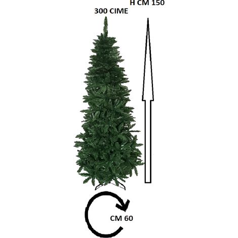 Albero di natale verde slim VARIE MISURE artificiale alto stretto SALVASPAZIO folto pieno ignifugo apertura ad ombrello - MISURA: 150 cm