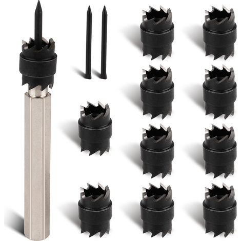 Set aus 13 Punktschweißfräsern, doppelseitigen Bohrern zum einfachen Entfernen von Punktschweißungen, 3/8" HSS-Fräsern mit Sechskantschaft zum Bohren, Schweißen und Schneiden von Löchern in Blechen.