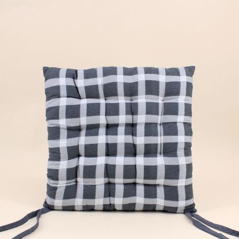 Galette de chaise à carreaux noire et blanche 40cm (1/5)