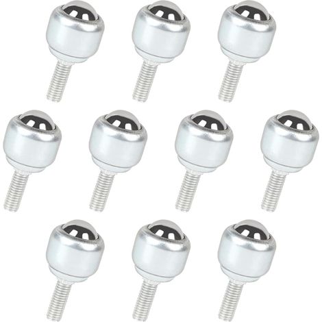 10 Pièces Roulement de Transfert à Billes avec M5 Tige Filetée 16,5 mm, Mini Roulettes à Billes 360° de Acier Carbone, pour Chariots, Armoires, Meubles (1/5)
