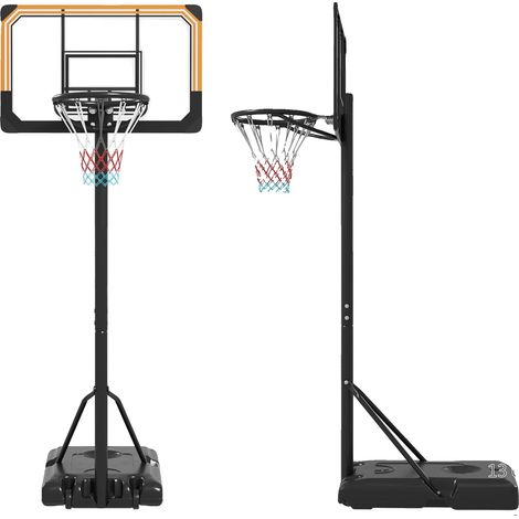 Aro de baloncesto, altura ajustable, diseño portátil, negro. (1/2)