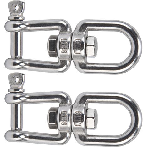 2 Stück 8 mm 360° drehbare Ringkarabinerhaken aus Edelstahl 304 OX, abnehmbare Kettenschäkelhaken (1/5)