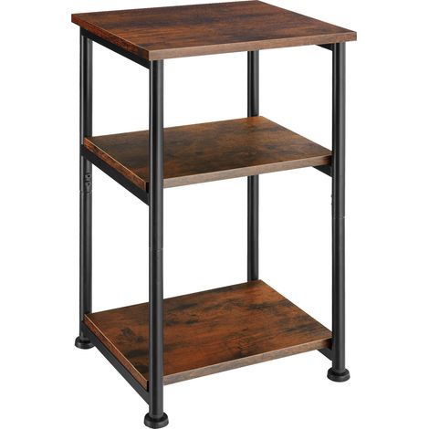 Table d'appoint Style industriel 34 x 30 59 cm bois foncé