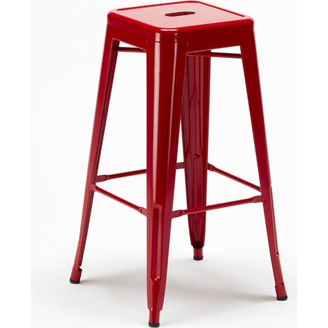 Barhocker 76cm aus stahl metall für bar und küche Steel Up - Rot (1/5)