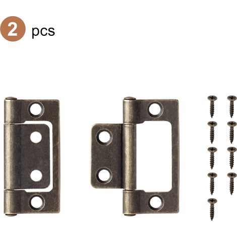 (Bronze 5 cm, lot de 2) 2 charnières plates en métal à 360° pour portes de placard, fenêtres, boîtes en bois et accessoires de quincaillerie pour meubles. (1/5)