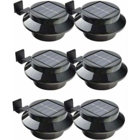 6 Pack Solar Powered LED Lights for Gutter, Fence, Roof, Gutter, Garden, Yard, Wall, Black (1/4)