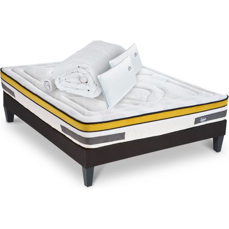 Ensemble Matelas Aubertin Ressorts ensachés Accueil mémoire + sommier + accessoires - 180 x 200 cm (1/5)