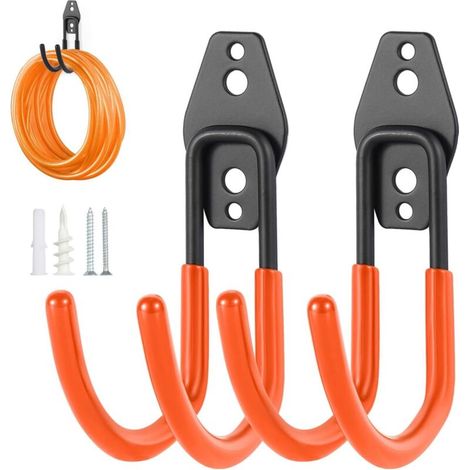 Set mit 2 Gartenschlauchhaltern, stabile Halterung mit Schrauben, Metallhaken für Gartenschlauch, ideal für Garage, Garten und Hof. (1/4)