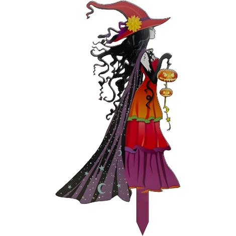 [Decoración de Halloween] Bruja de metal para jardín y patio (39x23cm) (1/5)