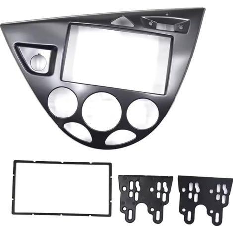 Kit d'installation double DIN pour autoradio Ford Focus Fiesta 1998-2006 (conduite à gauche), noir mat, avec diaphragme et cadre de montage.