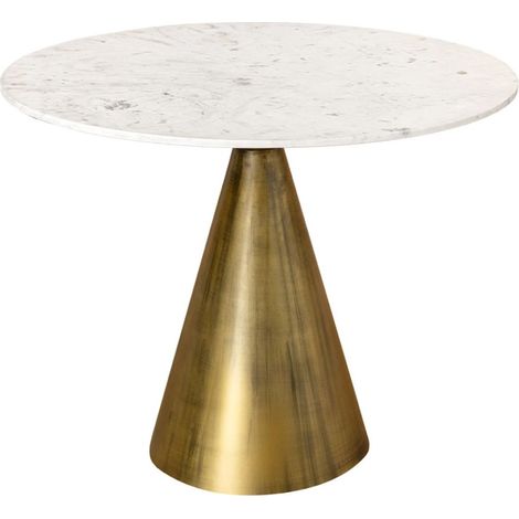 Runder Tisch SOLEA – Weißer Marmor und goldener Fuß – Schick und modern