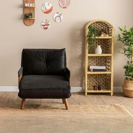 Fauteuil convertible noir 1 place couchage 190 cm LOJA (1/5)