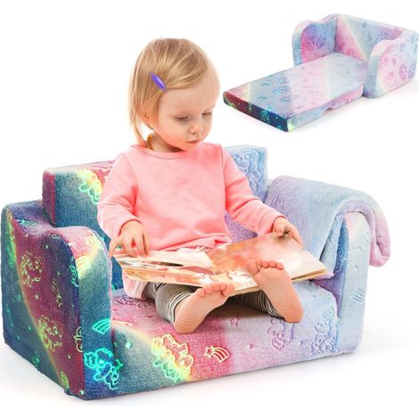 Sofá cama infantil con manta - Diseño arcoíris
