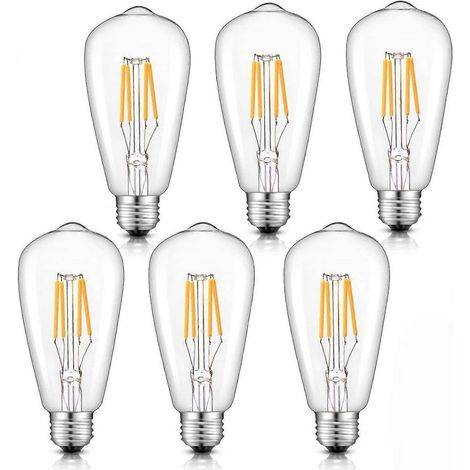 Dimmbare Edison-LED-Glühbirne im Vintage-Stil, 40 W, E27-Fassung (ST64), 220 V, Antikglas