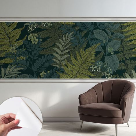 Papier peint adhésif décoratif avec colle pour salon chambre à coucher et bureau Design moderne et facile à poser Élégance verte 250x104 cm (1/5)