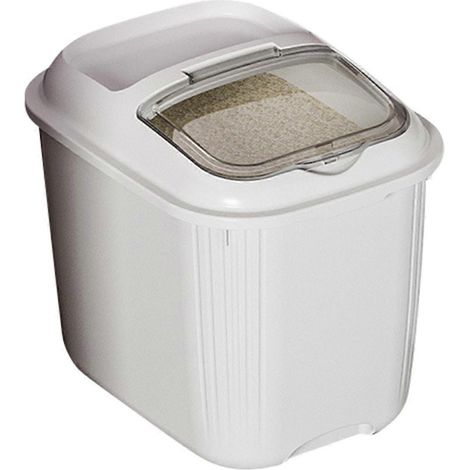 Conteneurs de stockage pour riz, conteneurs alimentaires, stockage d'aliments secs, distributeurs d'aliments pour animaux, pour céréales, soja (blanc) (1/5)