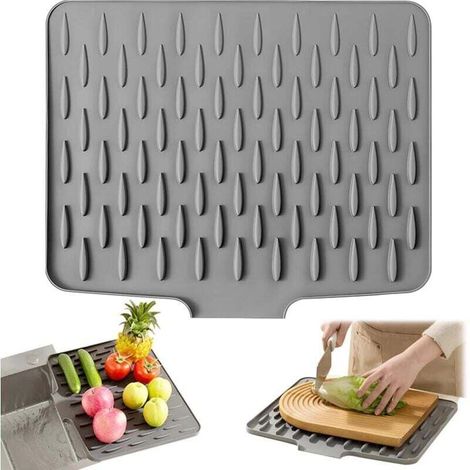 Tapis égouttoir, tapis de séchage de vaisselle, tapis pliable, résistant à la chaleur, antidérapant, convient aux éviers de cuisine et aux plans de travail de salle de bain, 40 x 32,5 cm