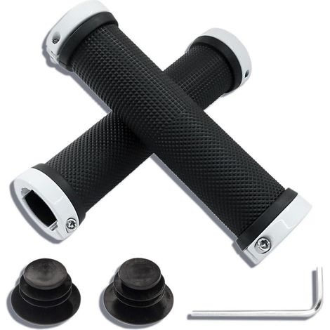 Fahrradgriffe MTB mit Aluminium Lock, rutschfest, für 22,2 mm Lenker, Weiß (1/5)