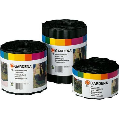 GARDENA 00530-20 Borde de bancal marrón en rollo, 9 cm de alto y 9 m de largo (1/4)