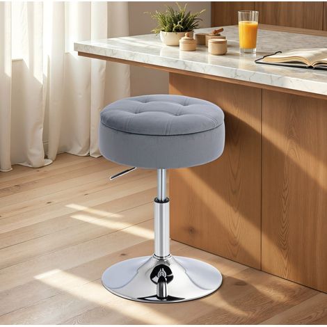 Barhocker 40x26x40 cm, mit Stauraum, höhenverstellbar, 360 Grad drehbar, Polyester, Grau (1/5)