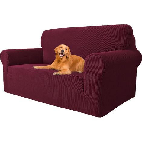 Stretch Sofa Cover, Super Elastic Sofa Cover with Armrests, Universal Sofa Cover, Modern, Non-Slip, Anti-fouling, Washable,Burgundy 2 Places(145CM-178CM) (1/5)