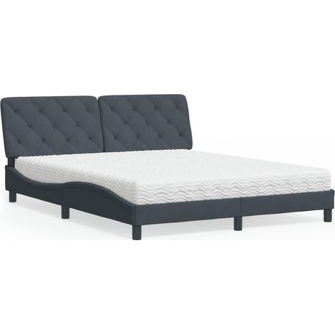 Bett mit Matratze Dunkelgrau 160x200 cm Samt