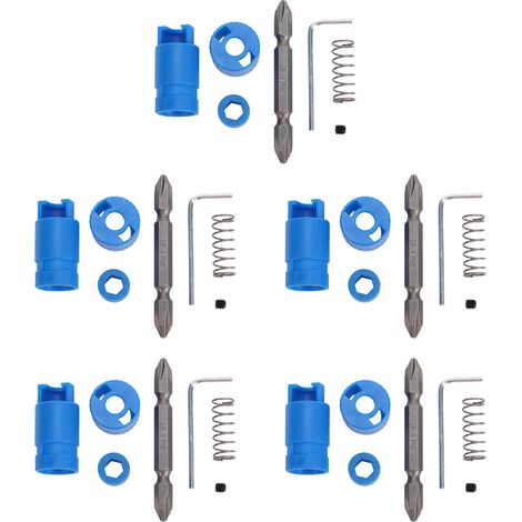 5 jeux de tournevis de positionnement à ressort, support de vis chargé en PH, anti-chute, opération à une seule main, outil de retenue universel 6,35 mm bleu (1/5)