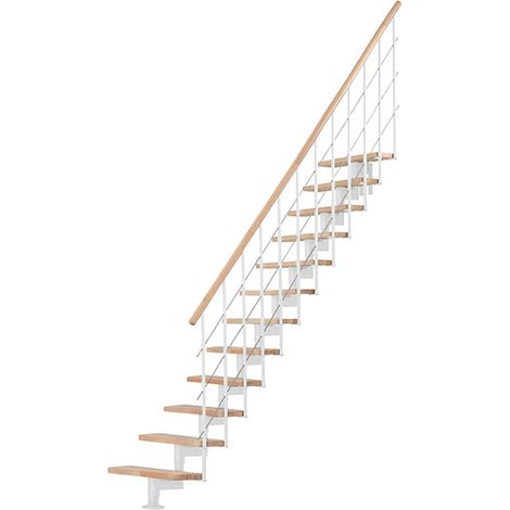 Scala a quarto di giro 8 gradini - Altezza raggiungibile 1.48 a 1.87mm - Struttura nera e gradini in colore faggio - STYLE-I-SBMHET-8
