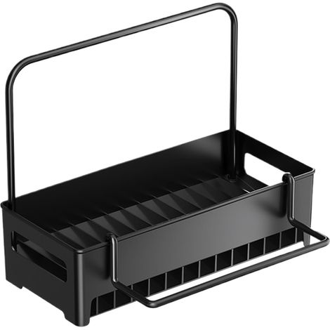 Porte-éponge pour évier de cuisine , égouttoir et range-éponges avec barre porte-serviettes , auto-d (1/5)