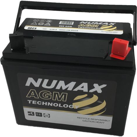 Numax – Batterie AGM 12V 32Ah – 330A CCA – Pour tondeuse autoportée – Polarité droite – Dimensions 131x196x184mm
