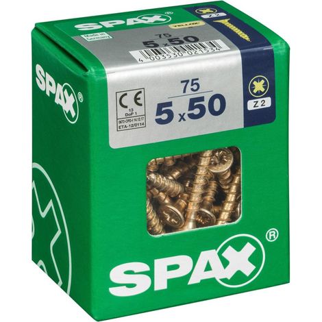 Caja de tornillos SPAX Yellox Madera Cabeza plana 75 Piezas (5 x 50 mm)