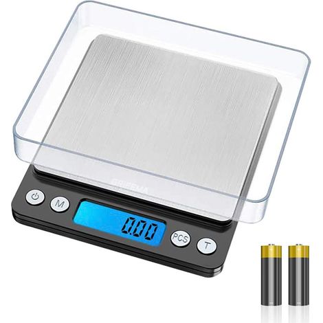 Balance de cuisine numérique avec plateau, 1000 g, précision 0,01 g, balance de poche avec comptoir