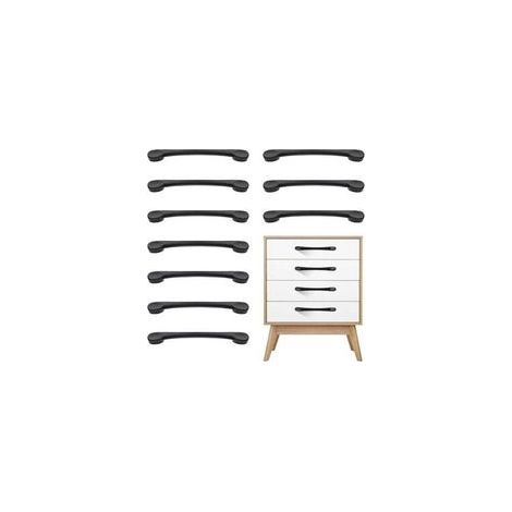 Tirador para armarios de cocina, tirador para muebles, 10 piezas, negro, tiradores metálicos inoxidables para puertas de armarios y cajones (distancia entre orificios: 128 mm) - Crezuo (1/4)