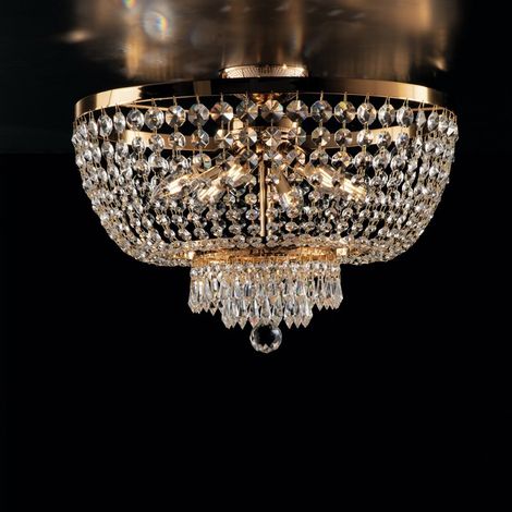 Lámpara de techo imperial de hierro y latón dorado con seis luces stass 50x h37 cm