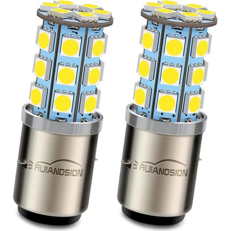 Lot de 2 ampoules LED 6 V BA20D pour phare de moto, faisceau haut et bas, super lumineuses 5050 27SMD, puces LED, feux de croisement, clignotants, 6 000 K, blanc (1/5)