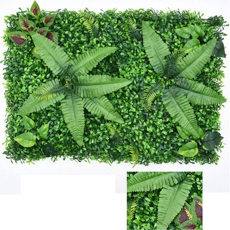 Mur Végétal Artificiel - Haie de Buis Synthétique en Plastique PE - Décoration Murale Intérieure et Extérieure - 40 x 60 cm (1/4)