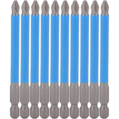 10-teiliges Set Kreuzschlitz-Schraubendreherbits 90 mm PH2, rutschfest, magnetisch, Zubehör für elektrische Bohrmaschinen