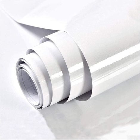 Film adhésif blanc pailleté 60 cm x 5 m film meuble haute brillance film auto-adhésif pour meubles armoires de cuisine protection de surface vinyle étanche bricolage film décoratif (1/4)