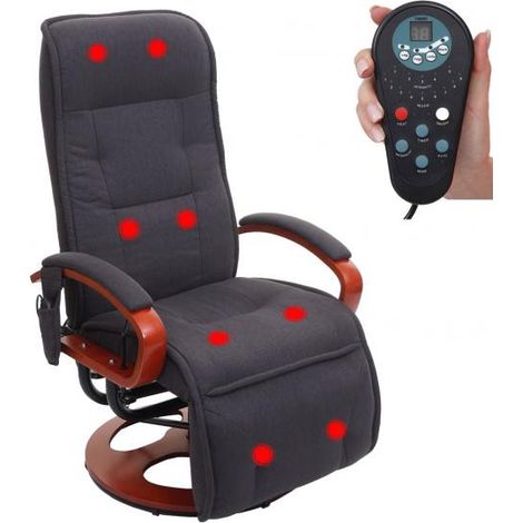 Fauteuil Relax Massant Londres en Tissu Gris Foncé (1/5)