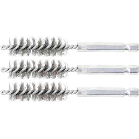 BGS Stahlbürste 14 mm Antrieb Außensechskant 6,3 mm (1/4") 3tlg. - 3078-14-S