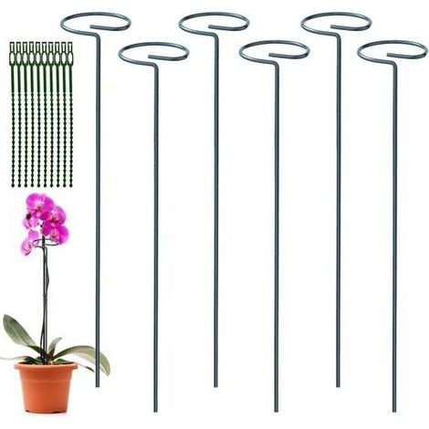 Tuteurs de jardin en métal - JIALWEN - Lot de 8 tuteurs - Longueur 40 cm - Diamètre anneau 6 cm - Fente 1,5 cm (1/5)