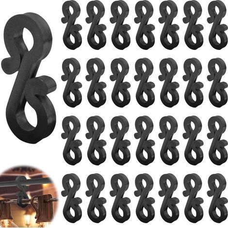 120 x Outdoor Garland Hooks, Mini S Clips for Light Garlands (Black) (1/5)
