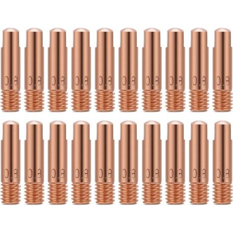 Boquilla de contacto MIG, puntas de contacto para soldadura, juego de 20 puntas de contacto de cobre para consumibles de antorcha de soldadura MIG 15AK (0,8) (1/5)