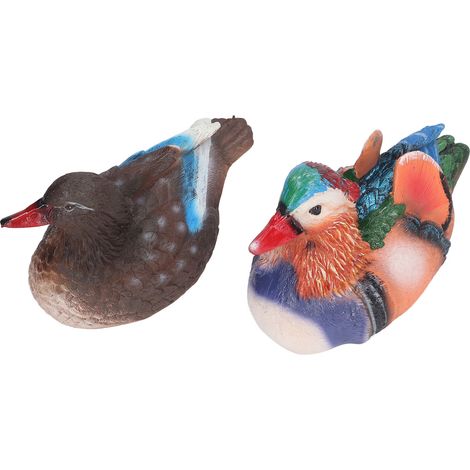 2 pièces Canard mandarin flottant statuette résine décor animal mignon sculpture ornement pour bassin jardin extérieur couleur claire (1/5)
