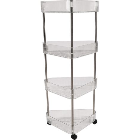 Chariot à roulettes à 4 niveaux, transparent, multifonctionnel et mobile, pour ranger les couches de bébé dans un coin, idéal pour le bureau, le salon ou la cuisine. (1/5)